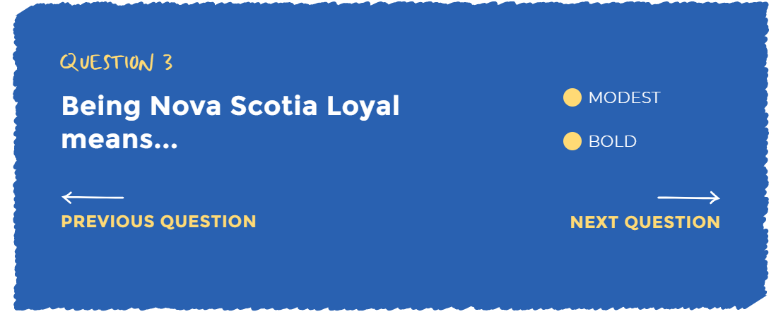 测验问题:做新斯科舍省的忠诚意味着1)谦虚2)大胆