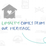 一幅小房子的图画，上面写着“忠诚来自我们的传统”的标语。