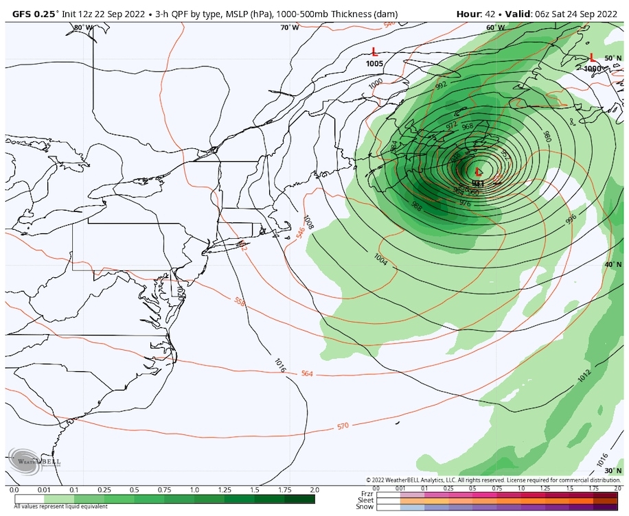 显示新斯科舍附近风暴的地图