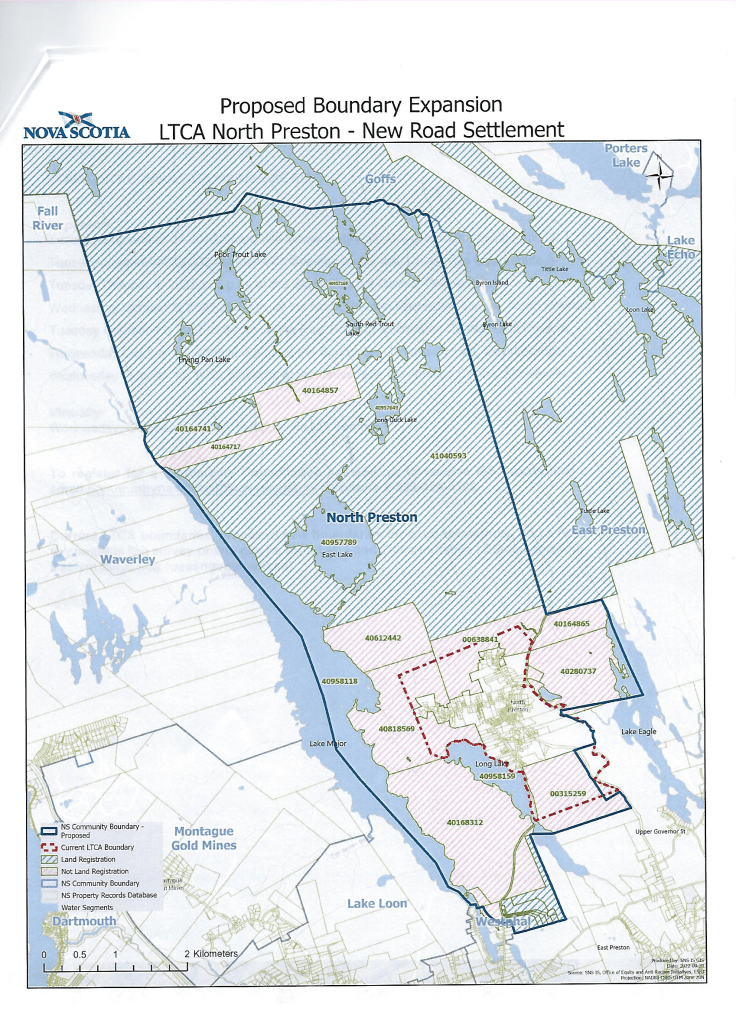 北普雷斯顿的地图和显示土地的区域。